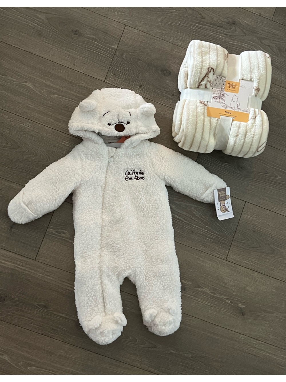 NWT Winnie the Pooh x Primark Cream Teddy Sherpa 1 Piece & Throw 3-6 mo & 6-9 mo
